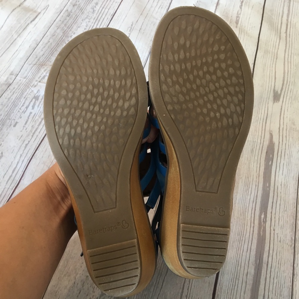 Baretraps Zazie Blue Leather Studded Wedge Strappy Comfort Sandals 6 - Picture 4 of 8